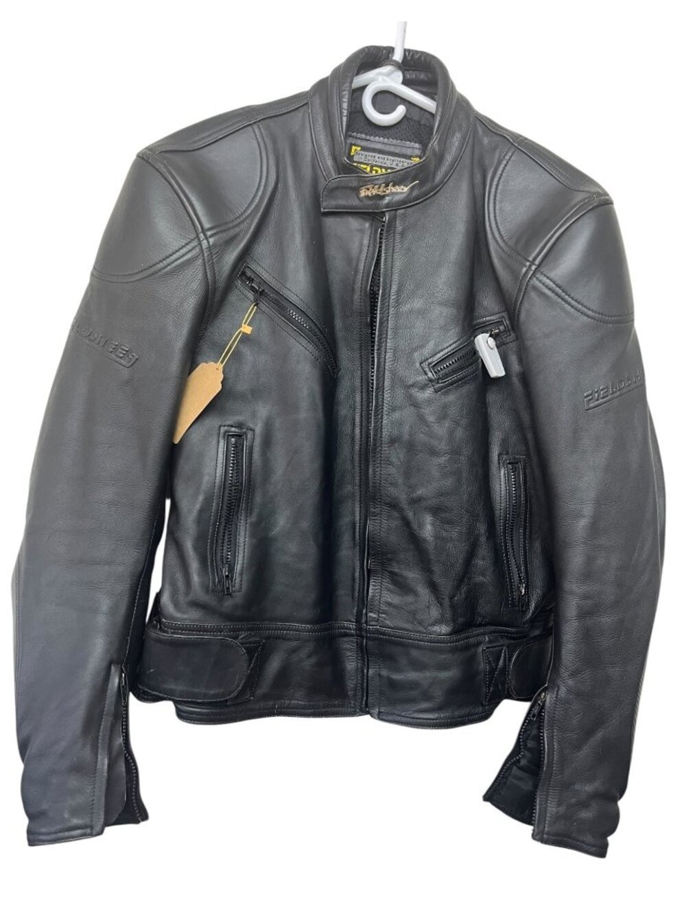 Fieldsheer Men's Black Leather Motorcycle Jacket‎ Size 50 With Zippered Pockets